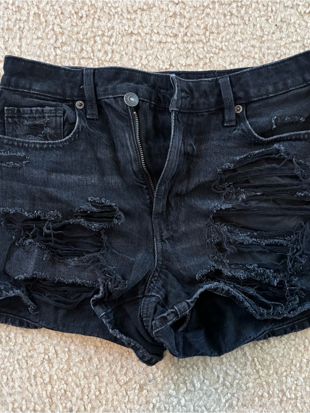 American Eagle Black Distressed Women's Denim Shorts
